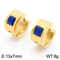 Pendientes de aro minimalistas bañados en oro con circón azul cuadrado para mujeres y hombres - Dorado Con Circonita Azul Profundo(KE118310-TGD)
