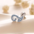 Orecchino a lobo a forma di onda in argento con zirconi blu su sfondo di seta - Zirconia Blu Mare Swirl (A361-3#)
