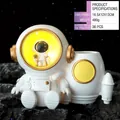 Space explorer astronaut pen holder with warm night light and rocket shaped desk organizer - White