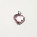 Pink heart crystal birthstone pendant with silver metal frame for DIY jewelry making - Silver-October