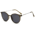 Blue light blocking glasses with translucent tea frames and round dark gray lenses - Tea Silver Frame - Black Grey Lens