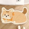 Cute cartoon cat shaped absorbent bathroom mat in beige and orange non-slip thick plush - 40*60cm (Normal Diatomite) / Round Cat