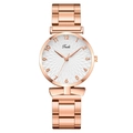 Elegante orologio da donna in oro rosa con cinturino in acciaio e quadrante bianco testurizzato - Bianco