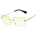 Frameless rectangular sunglasses with light yellow gradient lenses and golden metal frame - Gold Frame Yellow Gradient