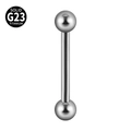 Zilveren G23 titanium barbell piercing sieraad met massieve metalen ballen en draad - Dubbele Bolkoppen / 1.6x14x3x3mm / Staalkleur