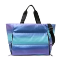 Quilted gradient sports bag with metallic finish for gym and yoga with dual straps - Blue Gradient