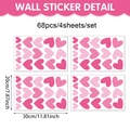 Pink heart wall stickers set of 4 sheets including 68 decals for Valentine decor - 68-Piece Heart Style (UV8CZW30126T_T)
