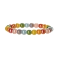 Natural 8mm transparent crystal round bead elastic bracelet with iridescent aurora luster - Rainbow