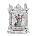 Decorative vintage white fireplace snow globe lamp with snowman scene and silver glitter - Fireplace Crackle Snowman