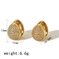 18K gold plated stainless steel teardrop hoop earrings with pavé cubic zirconia - Golden Waterdrop Full Zircon Hoop (TE6676-WT-G)