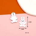 Front and back detail of matte white rabbit charms with 21mm height and 14mm width - Jumping Rabbit