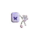 Custodia AirPods marmo viola con motivo a farfalla e ciondolo di perline - Per Airpods 1/2