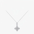 Französische Vintage S925 Sterling Silber Kleeblatt Kette mit funkelnden Zirkonia Steinen - Vierblättriges Kleeblatt Halskette (RHS1915)