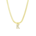 18K vergulde slangenketting met een met zirkoon ingelegde letter K hanger - Letter K / Goud