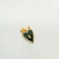 18K gold-plated heart lock pendant with green inlay and sparkling white zircons - Heart - Gold (Abalone Shell)