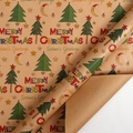 Christmas kraft paper gift wrap roll with reindeer, trees and Merry Christmas text - Christmas Tree