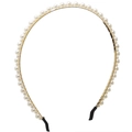 Eleganter schmaler Haarreif aus Goldmetall mit weißen Perlen für Damen - 652402 Einfache Verzierte Perle