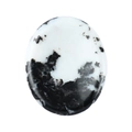 Pierre de pouce ovale en agate dendritique noire et blanche au motif marbré naturel - Pierre Zèbre Noir et Blanc / 45*35*8mm
