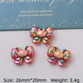 Chameleon resin cartoon cow accessory for DIY crafts with laser metallic finish 26x20mm - Bow Tie