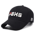 Casquette de baseball en coton noir avec broderie 3D et visière incurvée pour unisexe - Réglable / Noir