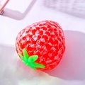 Squeeze toy strawberry shaped in soft TPR rubber, bright red color with green leaves - Crystal Strawberry Big Red