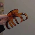 Elegant large amber resin hair claw clip for women's daily hairstyles and hair styling - Glossy Pumpkin Tortoise-10cm