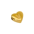18K gold-plated stainless steel heart pendant necklace featuring embossed letter V charm - Letter V / Steel