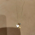 Three-in-one necklace featuring silver heart, gold star, and blue gem charms - Star Blue Gem Multi-Element Style