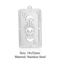 Silver stainless steel tarot pendant with hollow moon, eye, and stars motif, 18x32mm - Silver Tarot Eye