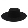 Klassieke zwarte breedgerande vilten fedora hoed met platte bovenkant en Britse retrostijl - M(56-59CM) / Zwart