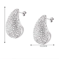 Elegant silver titanium steel teardrop earrings with sparkling Czech diamonds inlay - Steel Color Rhinestone