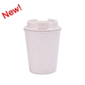 Eco-friendly beige wheat straw coffee travel mug with matching lid in minimalist design - Beige