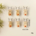 Lot de 6 ornements de Noël rennes en bois avec paillettes argentées et nez rouge - Élan Argenté