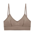 Bralette in cotone tortora con spalline larghe e design sportivo a schiena scoperta - S / Cioccolato