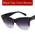 Cat-Eye-Sonnenbrille mit schwarz-transparentem Rahmen, lila Verlaufsgläsern und Goldnieten - Oben Schwarz Unten Transparent Graue Gläser