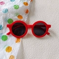 Kids round sunglasses in bright red plastic frame with dark lenses for boys and girls - Vibrant Orange