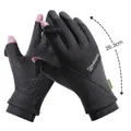 Dark grey winter cycling gloves with flip-top touch screen fingers and non-slip palm grip - M / Extended Version / Gray