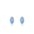 Pendientes de plata s925 con opalo azul talla marquesa y un diseño minimalista sutil - Plateado