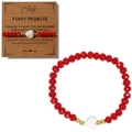 Handmade red beaded friendship bracelet with a white heart charm and pinky promise card - Red Bead Heart Card Bracelet (C-B23041001A-P)