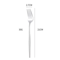 Silver 304 stainless steel dinner fork 21cm 30g with detailed size measurements - Silver Dinner Fork