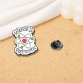 Science Is Optimistic white enamel pin with atom model design on cork background - Science Is Optimistic (CZ0307-1)
