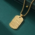 Golden stainless steel box chain necklace with diamond-cut pattern rectangular pendant - Gold Pendant With Gold Pearl Chain