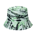 Graffiti bucket hat with abstract ink splash pattern in green, black, and white design - 58cm / Green