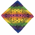 Tie-dye cotton bandana featuring colorful skull and playing cards pattern in square shape - Rainbow Gradient Skull