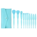 Light blue 10pcs makeup brush set with matching PU storage pouch for complete face makeup - 10Pcs with PU Bag / Sky Blue
