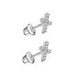 Silver stainless steel cross stud earrings with micro-pave cubic zirconia and screw backs - Zirconia Cross