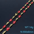 Golden Evil Eye necklace with red pendant and gold beads, 550mm chain with 14g weight - Red Butterfly Style (KN233696-Z)