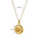 Collar de sol y luna en acero chapado en oro 18k con cadena 38+7cm y colgante de 19mm - Sol y Luna
