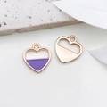 Herzanhänger in Roségold mit lila Emaille-Detail für DIY-Schmuckherstellung - Hohles Herz (15x16mm)
