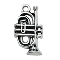 Antique silver musical horn charm pendant for DIY jewelry bracelets and necklaces - 1Pc Saxophone 22x12mm